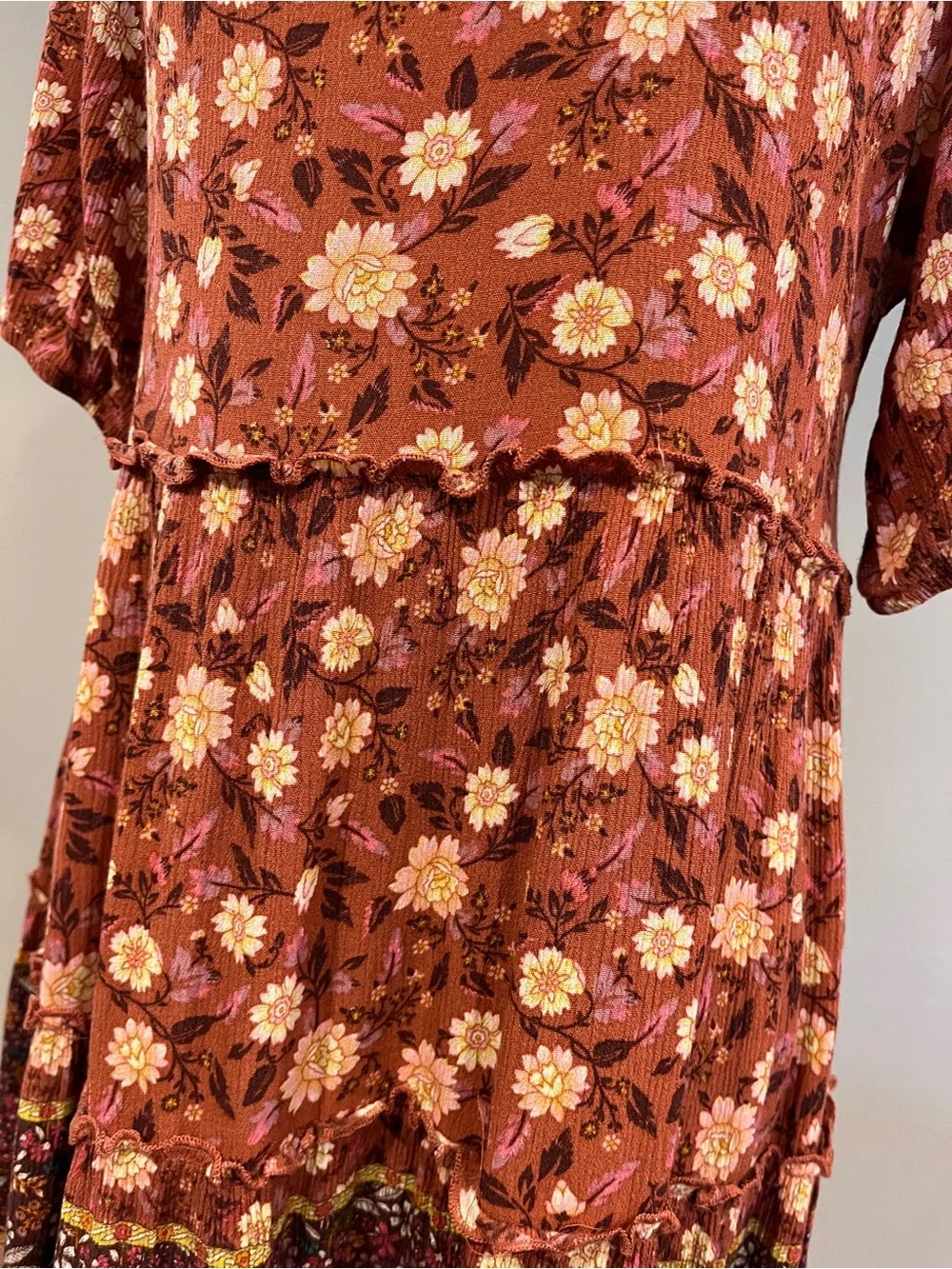Knox Rose short sleeves Floral V-Neck‎ mini Dress size extra small